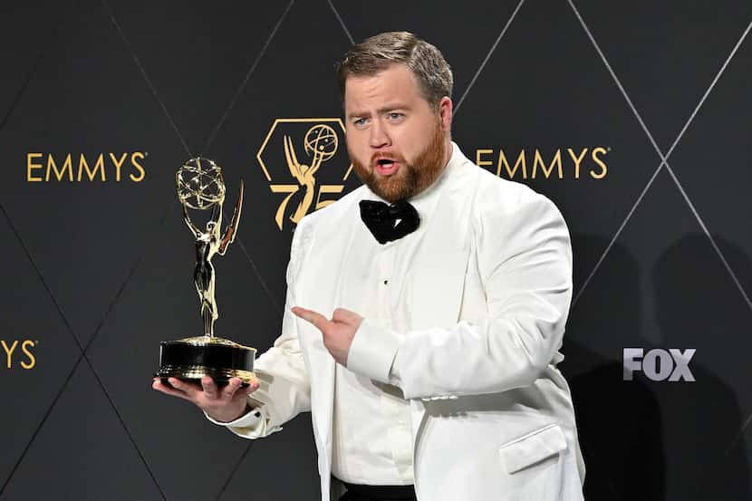 Actor Paul Walter Hauser poses in the press room during the 75th Primetime Emmy Awards at...