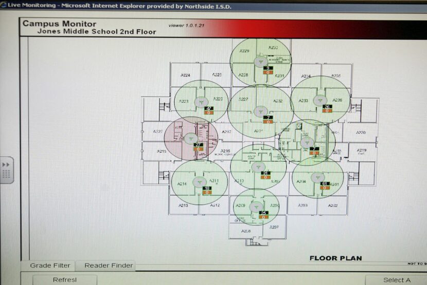 In this Oct. 1, 2012 photo, a computer screen shows a detector chip that monitors student...