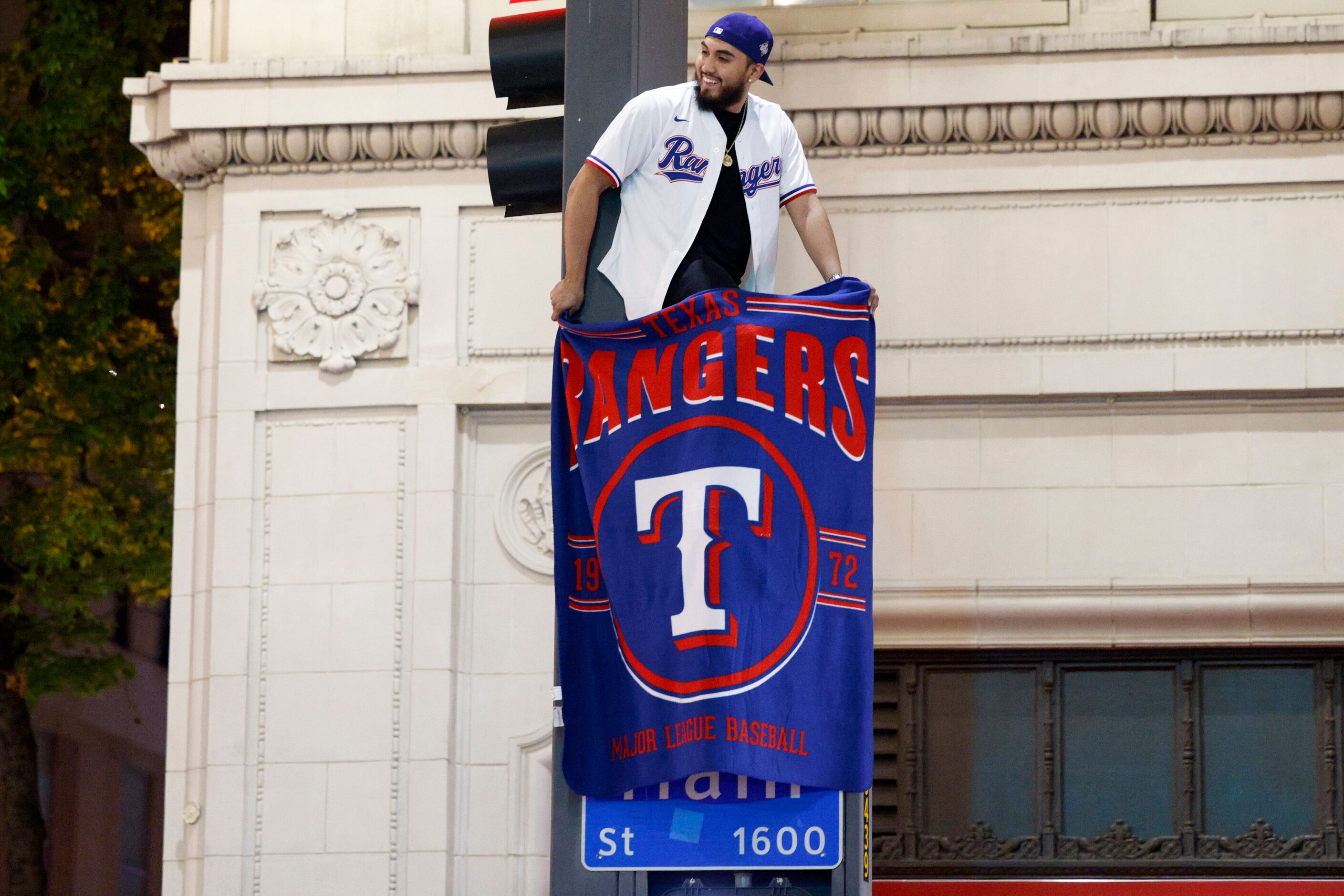 after the Texas Rangers won the 2023 World Series, Wednesday, Nov. 1, 2023, in Dallas.