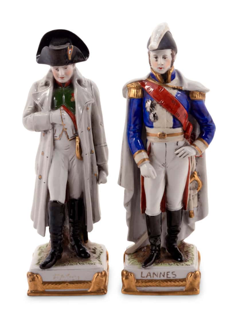 Among the collectibles in the auction are two German porcelain figures from the late 19th...