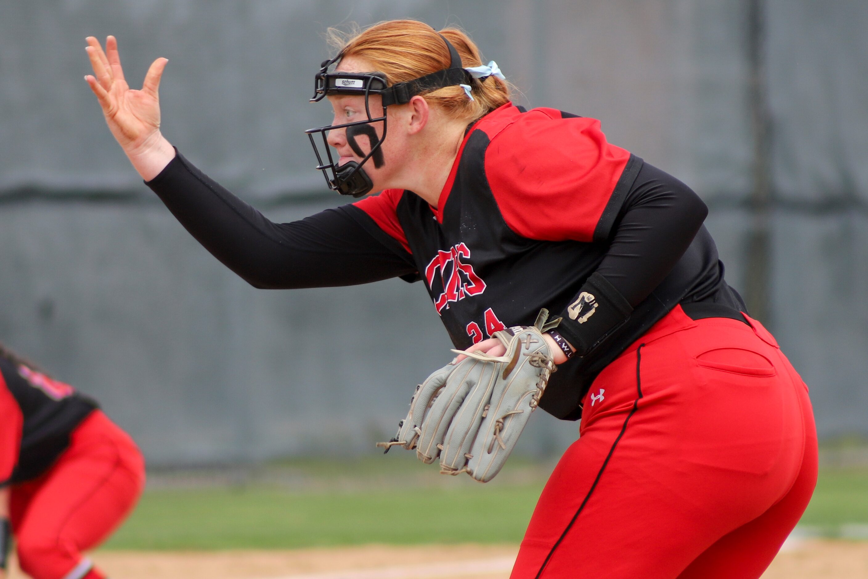 Colleyville Heritage pitcher Presleigh Payne (24) throws the ball during a softball Class 5A...