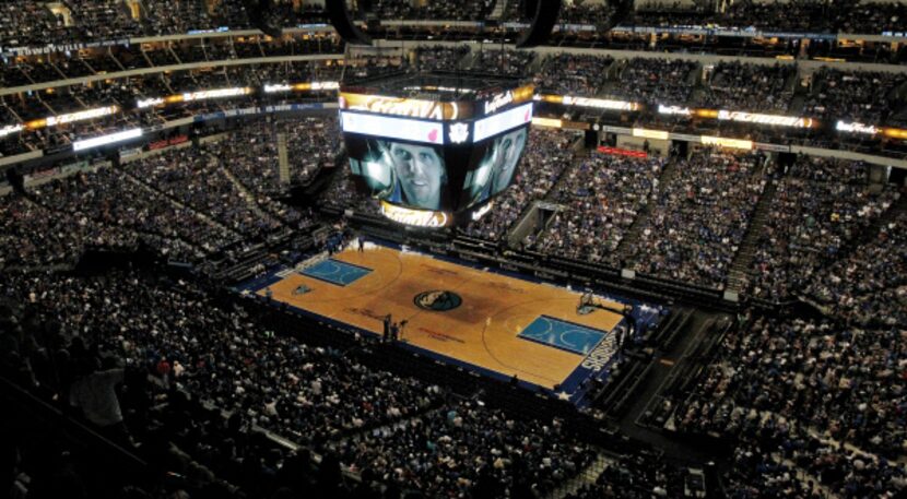 A look at the crowd from the upper press box during the watch party at the American Airlines...