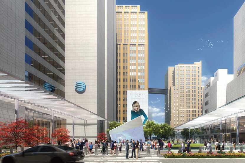 AT&T's Discovery District on Commerce Street will include new public gathering areas,...