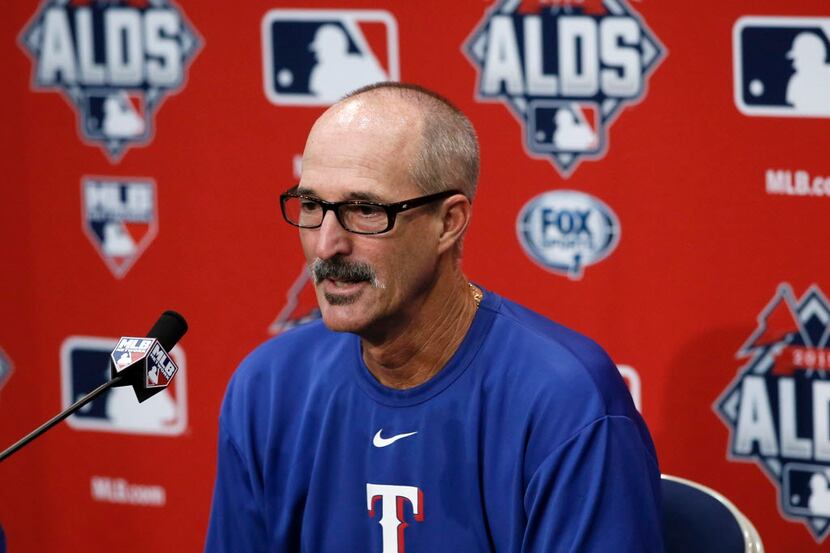 Texas Rangers pitching coach Mike Maddux responds to questions about starting pitcher Cole...