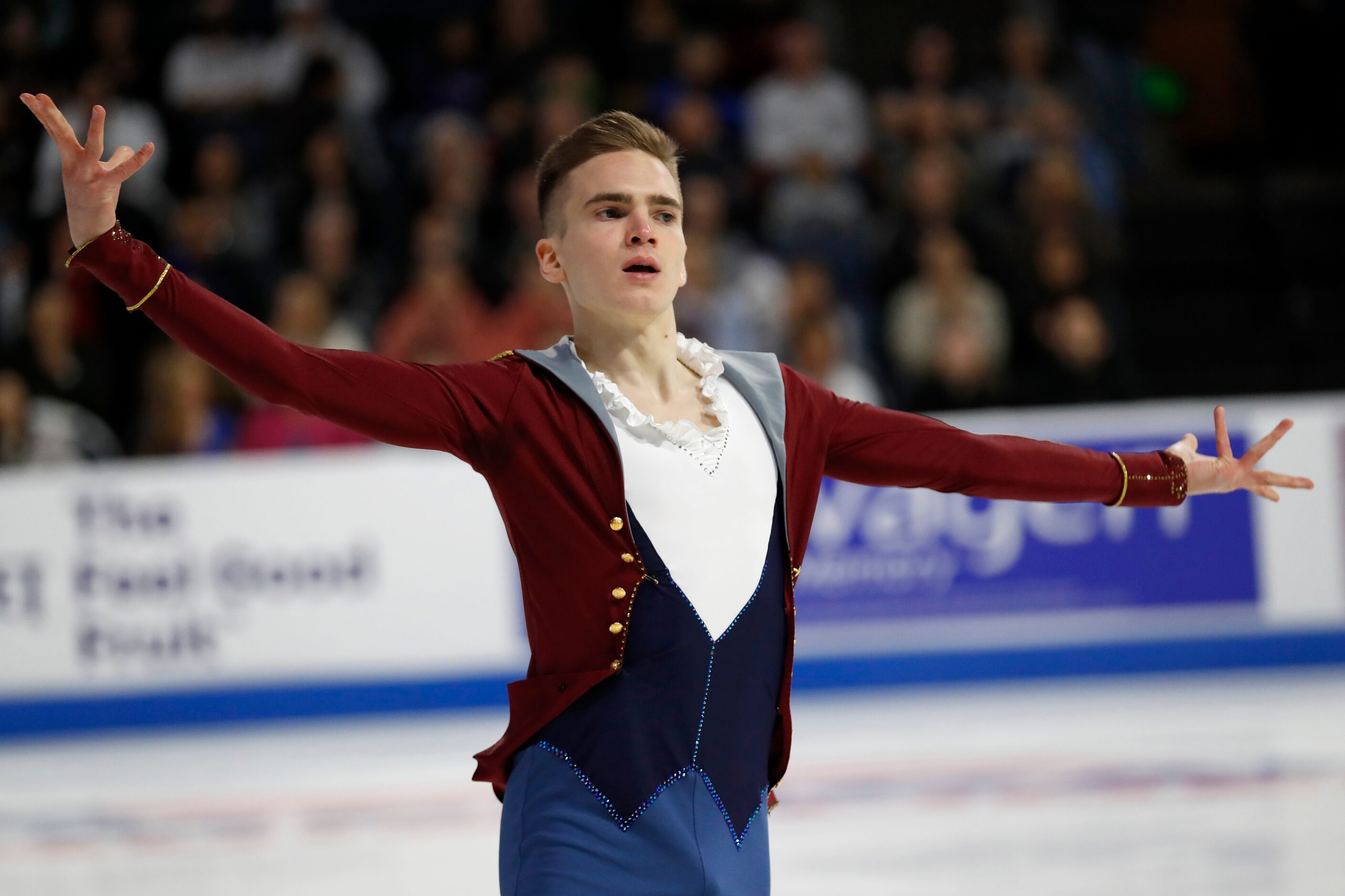 Vladimir Litvintsev, of Azerbaijan, competes in the men's free skate program during the...