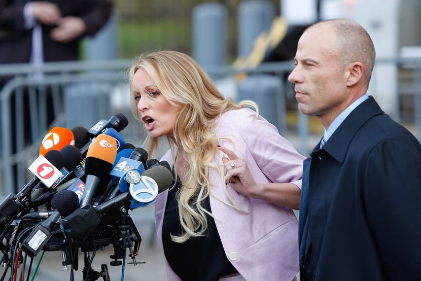 Adult-film actress Stephanie Clifford, also known as Stormy Daniels, speaks outside U.S....