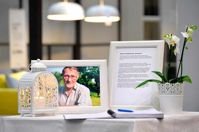 A photo of Ingvar Kamprad, founder of Swedish multinational furniture retailer IKEA, and a...