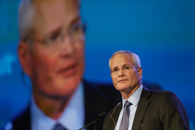 Darren Woods, Exxon Mobil CEO, speaks during CERAWeek at the Hilton Americas,Monday, March...