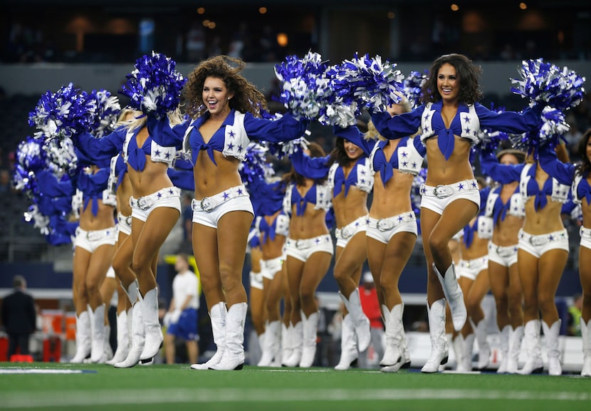 Dallas Cowboys Cheerleaders perform during the preseason game against the Tampa Bay...