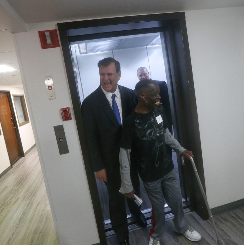 On October 10, 2018, then-Dallas Mayor Mike Rawlings toured St. Jude Center with resident...