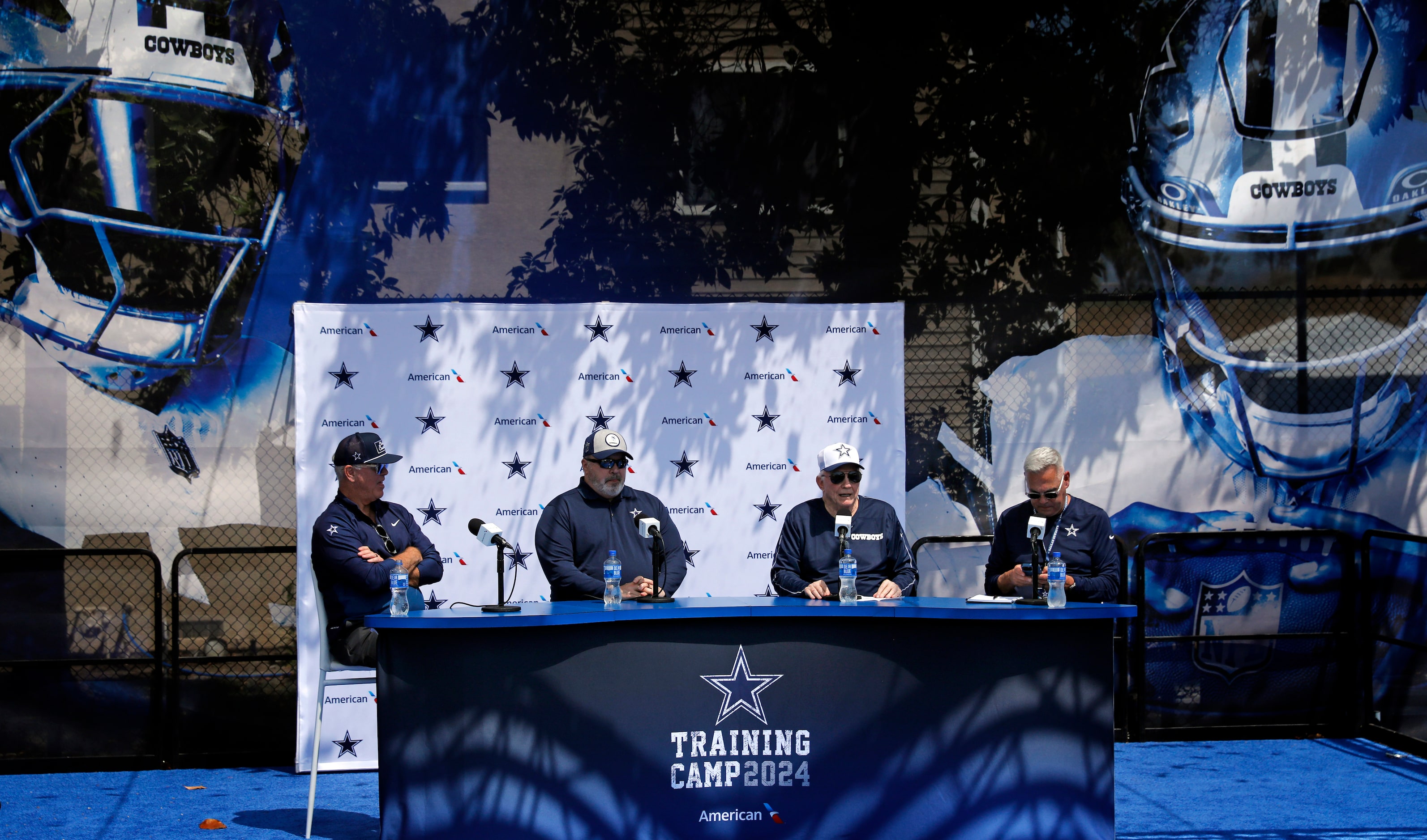 (From left) Dallas Cowboys executive vice president, CEO, and director of player personnel...