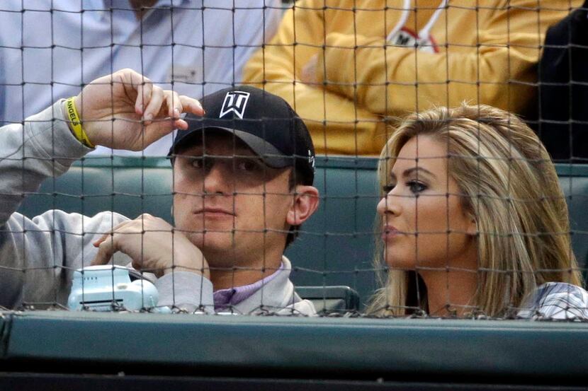  Johnny Manziel and Colleen Crowley attended a Texas Rangers game in this AP file photo.
