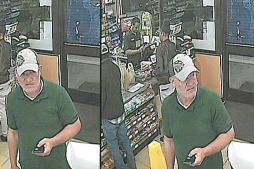 Surveillance images show a man who Hutchins police believe is involved in a scheme to sell...