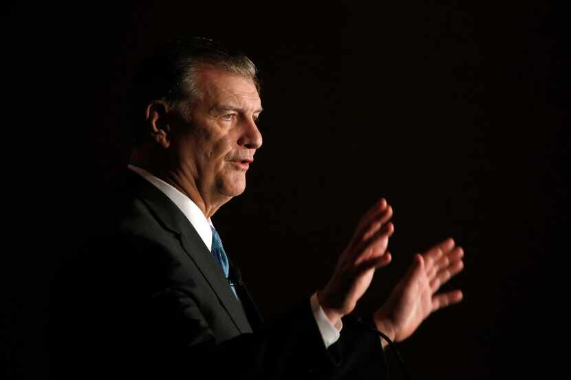Dallas Mayor Mike Rawlings speaks during State of the City Luncheon at Omni Dallas Hotel in...