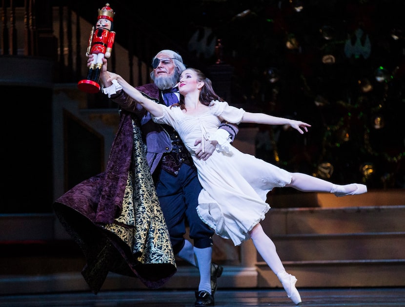 Carl Coomer portrayed Herr Drosselmeyer and Charis Alimanova was Clara in Texas Ballet...