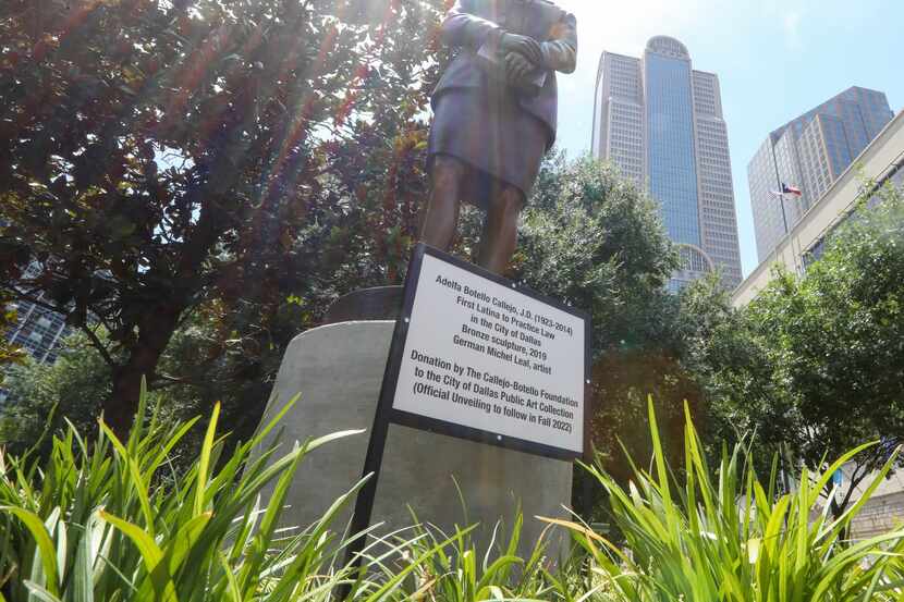 A statue stands honoring Adelfa Botello Callejo, a Mexican-American civil rights leader and...