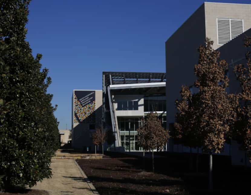 A north facing exterior photo of the Edith O'Donnell Arts and Technology Building at the...