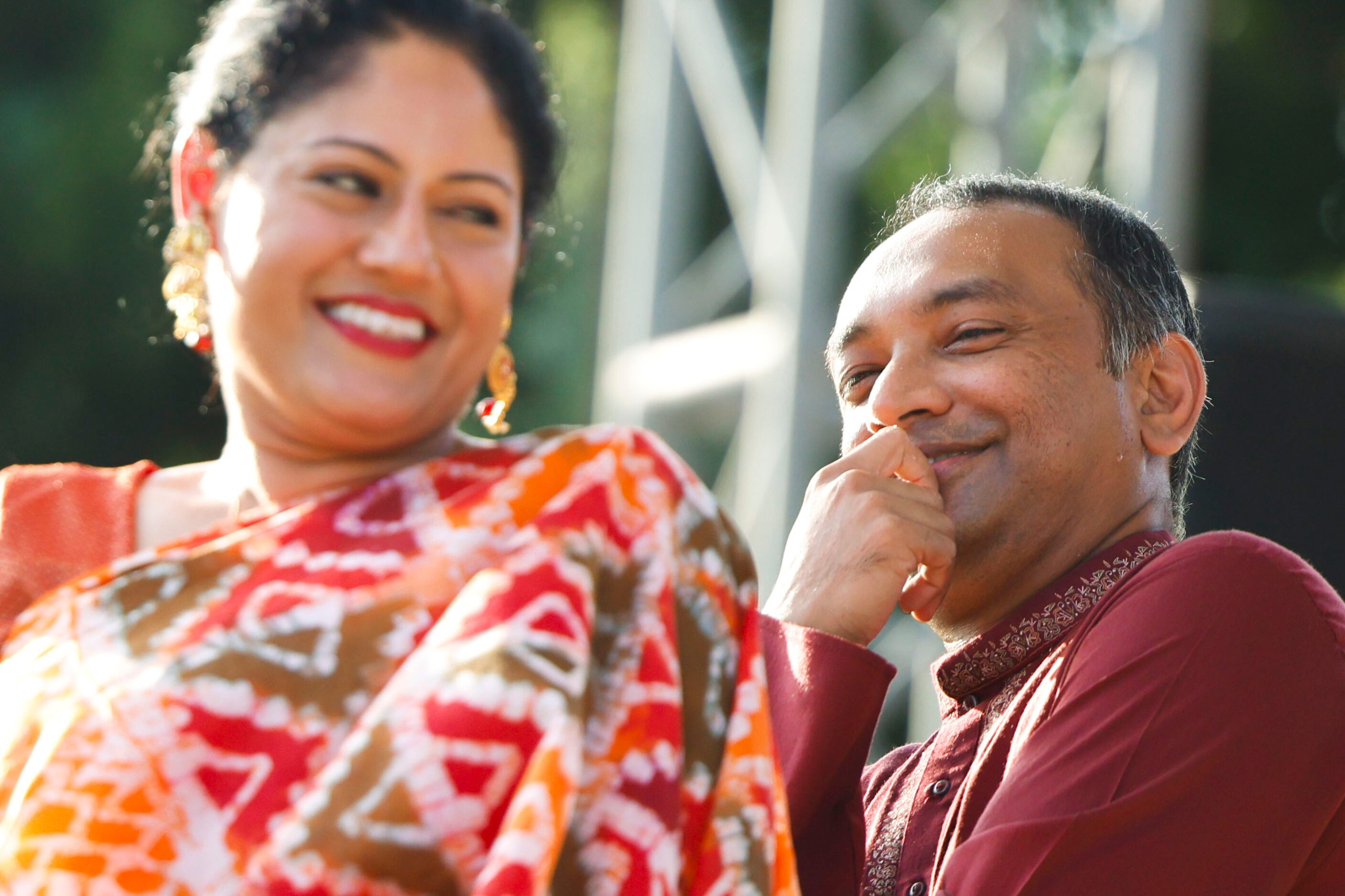 Jenny and Mushfiq Choudhury (right) take part in a fashion show during a Boishakhi Mela...