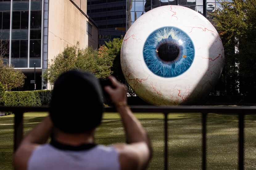 Artist Tony Tasset’s giant eyeball sculpture, "Eye," has been a popular attraction in Dallas...