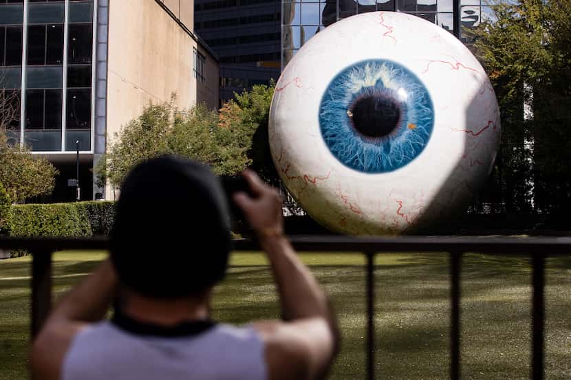 Artist Tony Tasset’s giant eyeball sculpture, "Eye," has been a popular attraction in Dallas...