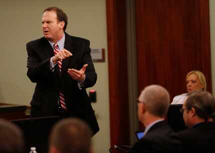  Special prosecutor Bill Wirskye points at Eric Williams as he gives closing arguments...