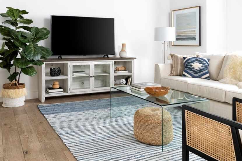 Living room with clear coffee table