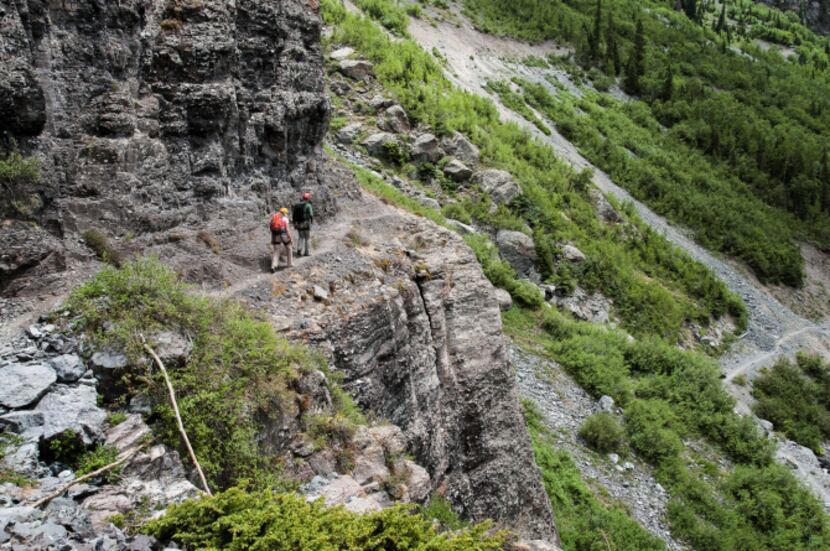 Joe Eppler and Dianne Leeth return to the trailhead along the final sections of Telluride's...