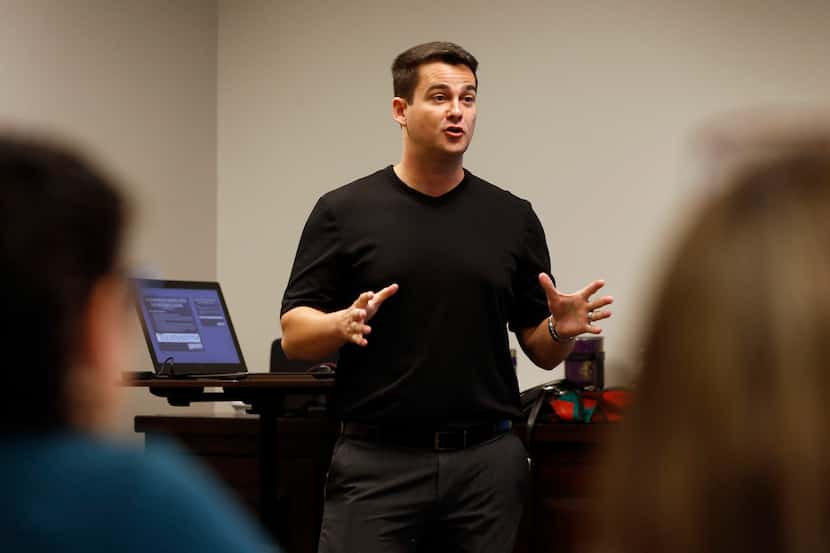 CEO Josh Harley talked to real estate agents during a Fathom Realty training session in...