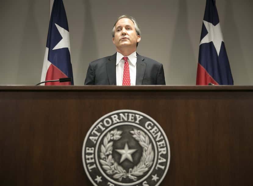 In this 2016 file photo, Texas Attorney General Ken Paxton announces Texas' lawsuit to...