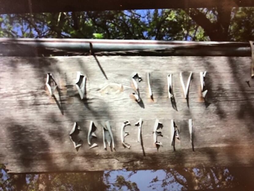 The history students believe this sign from the 1990s, Old Slave Cemetery, could have been...