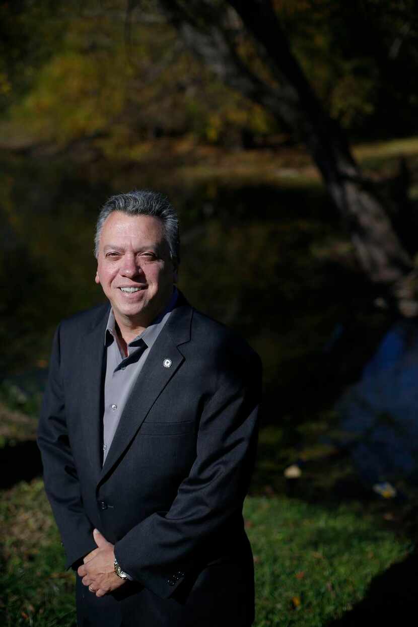 
Author and former Dallas Police Department officer John Matthews stands for a portrait at...