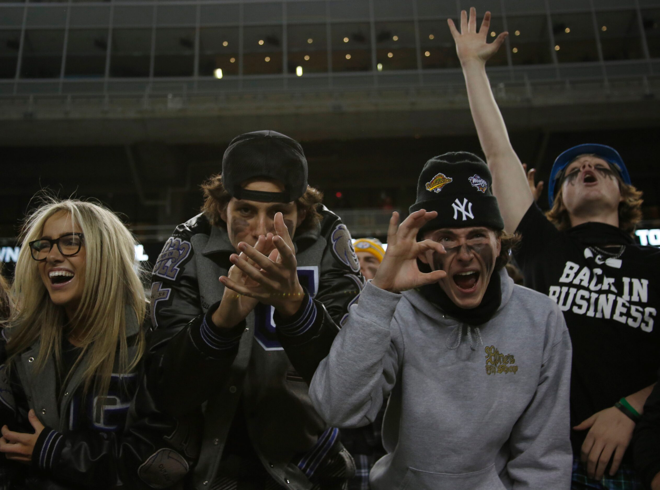 Denton Guyer fans show their spirit in anticipation of the opening kickoff against Tomball....