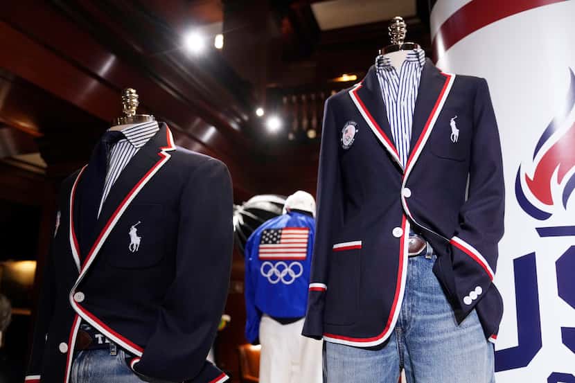 Team USA Paris Olympics opening ceremony attire is displayed at Ralph Lauren headquarters on...