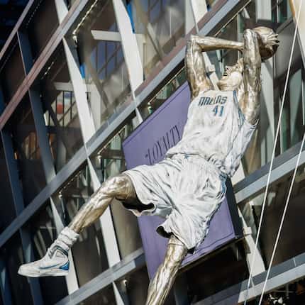 Dirk Nowitzki statue unveiled during a Christmas Day ceremony at American Airlines Center...