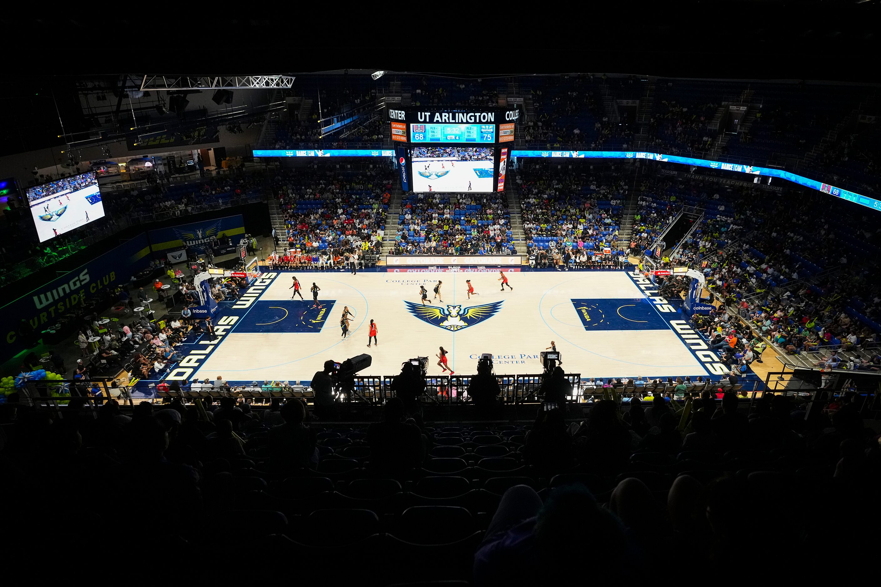 The Dallas Wings face the Atlanta Dream during the second half of a WNBA basketball game at...