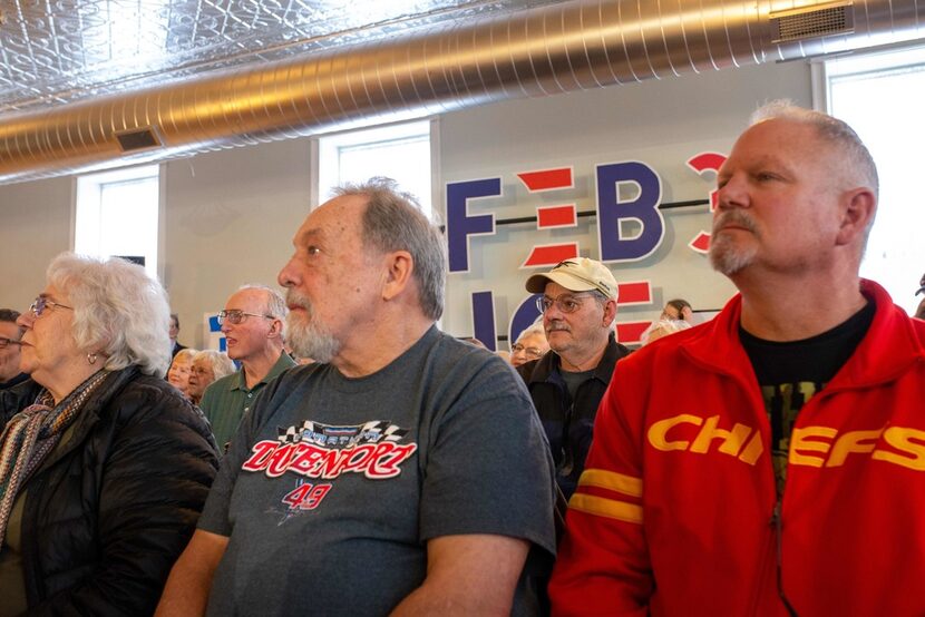 Iowa voters listen to Joe Biden on Jan. 31, 2020, in Burlington, Iowa. 