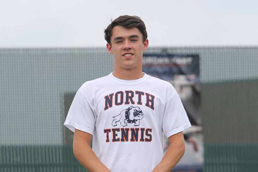 McKinney North's Pablo Trevino is shown at the McKinney North High School tennis courts on...