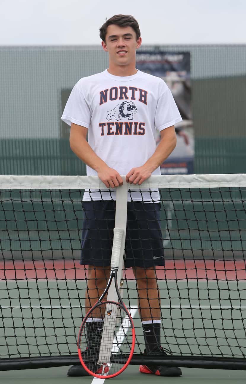 McKinney North's Pablo Trevino is shown at the McKinney North High School tennis courts on...