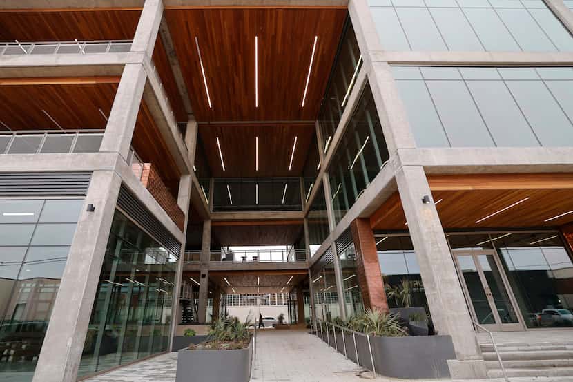 The new office building at 155 Riveredge Drive in the Dallas Design District has more than...