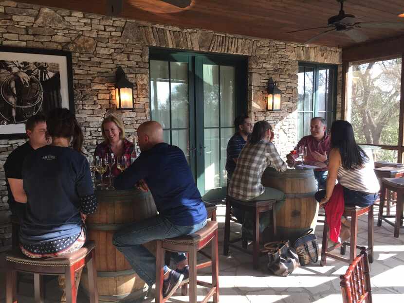 Screened porch outside of Tasting Hall at Fall Creek Vineyard at Driftwood 