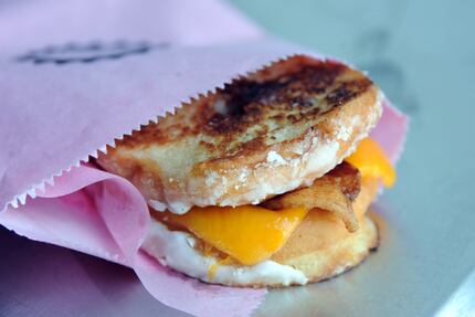 The Donut Grilled Cheese from Glazed Donut Works has mild cheddar with thick applewood...