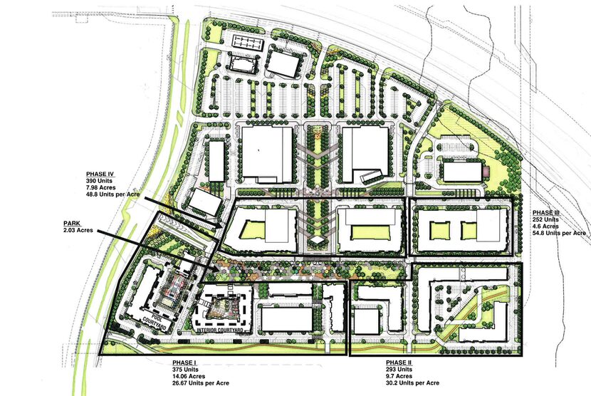 The project is planned for four phases of apartments, a two-acre park plus retail and office...