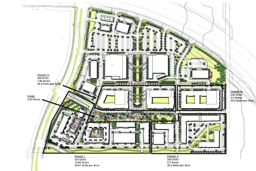 The project is planned for four phases of apartments, a two-acre park plus retail and office...