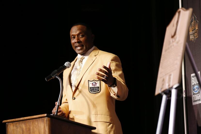 Tim Brown during a presentation honoring him as a "Hometown Hall of Famer" presented by the...