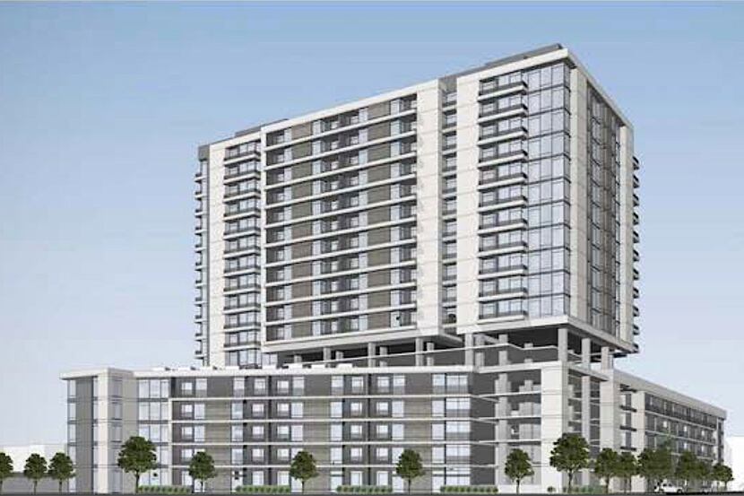 The high-rise apartments are planned on parking lots adjacent to DART's Mockingbird Station...