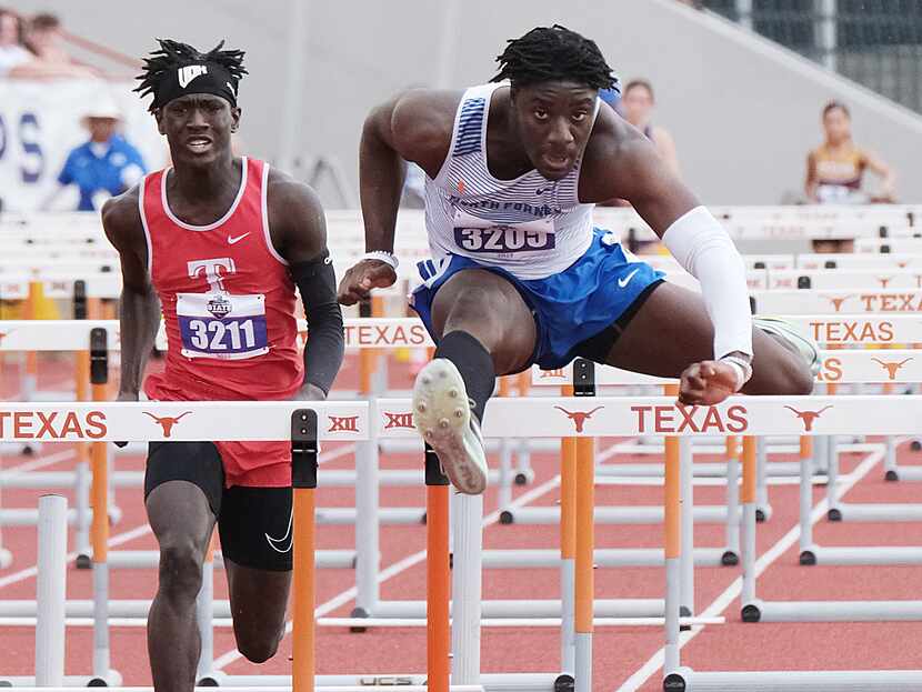   North Forney Alex Chukwukelu competes in the 110M hurdles at the UIL State track...