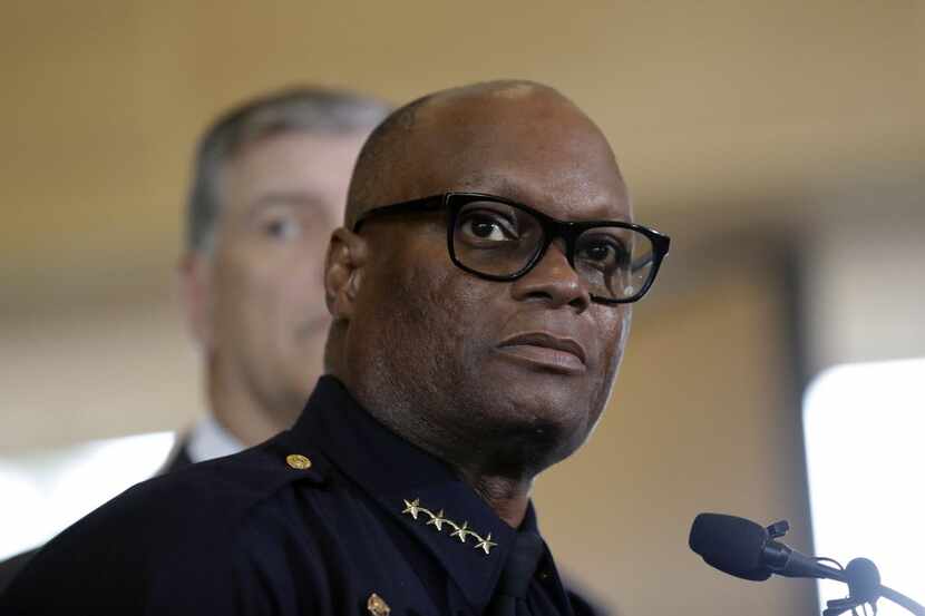 Dallas police Chief David Brown talked with the media the day after five officers were...