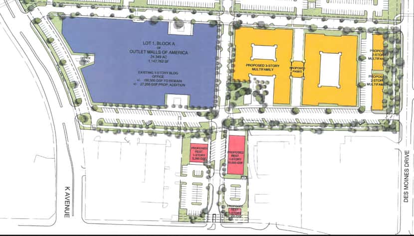 The east end of the existing mall building would be demolished for new apartments.