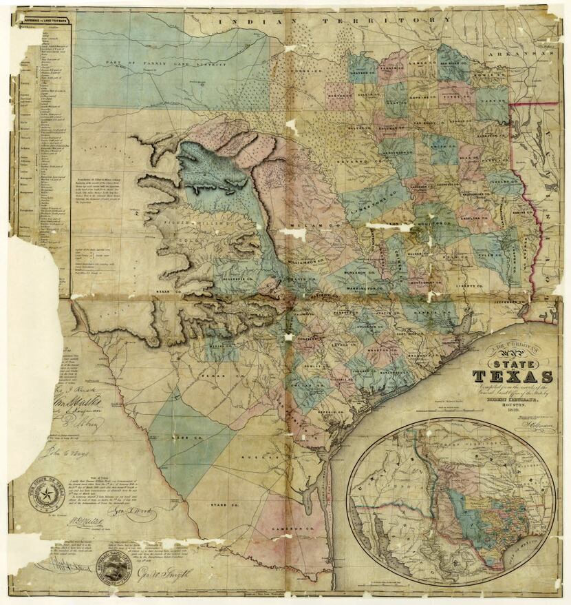J. De Cordova's Map of the State of Texas, compiled from the records of the General Land...