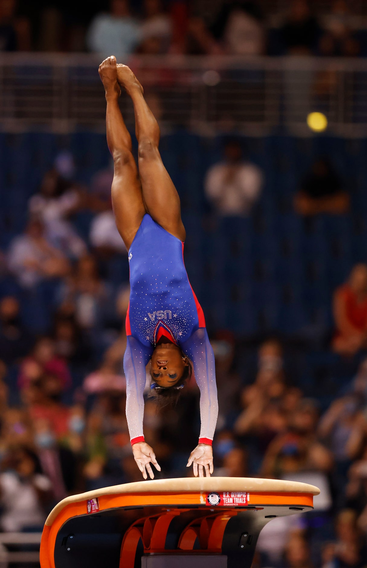 Simone Biles of World Champions competes in the vault  during day 1 of the women's 2021 U.S....